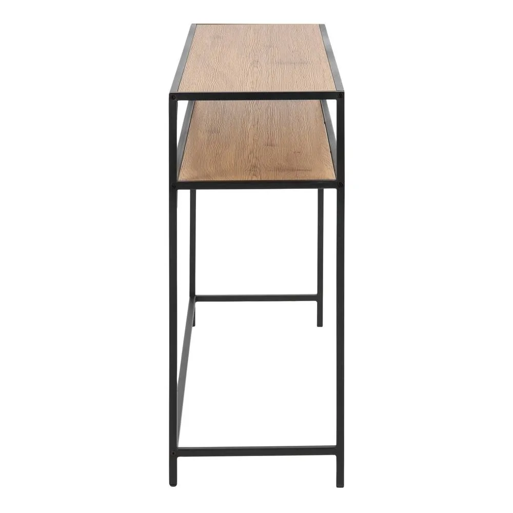 Furniture To Go Seaford Black Metal Console Table With Oak Top 3