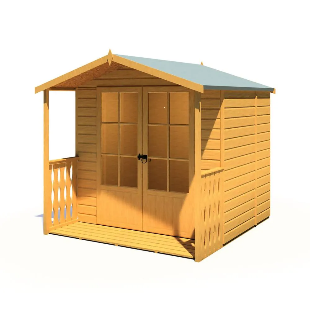Shires Alnwick Shiplap Summerhouse Garden Sun Room Approx 7 x 7 Feet in Brown 3