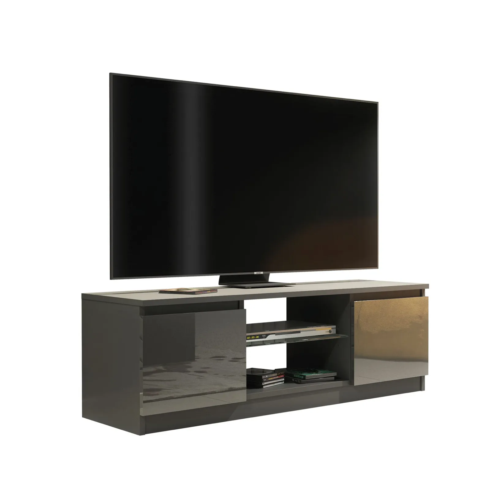 Creative Furniture TV Unit 120cm Modern - Dark Grey with High Gloss Doors 5