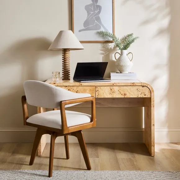 Seana 2 Draw Desk, Burl Wood