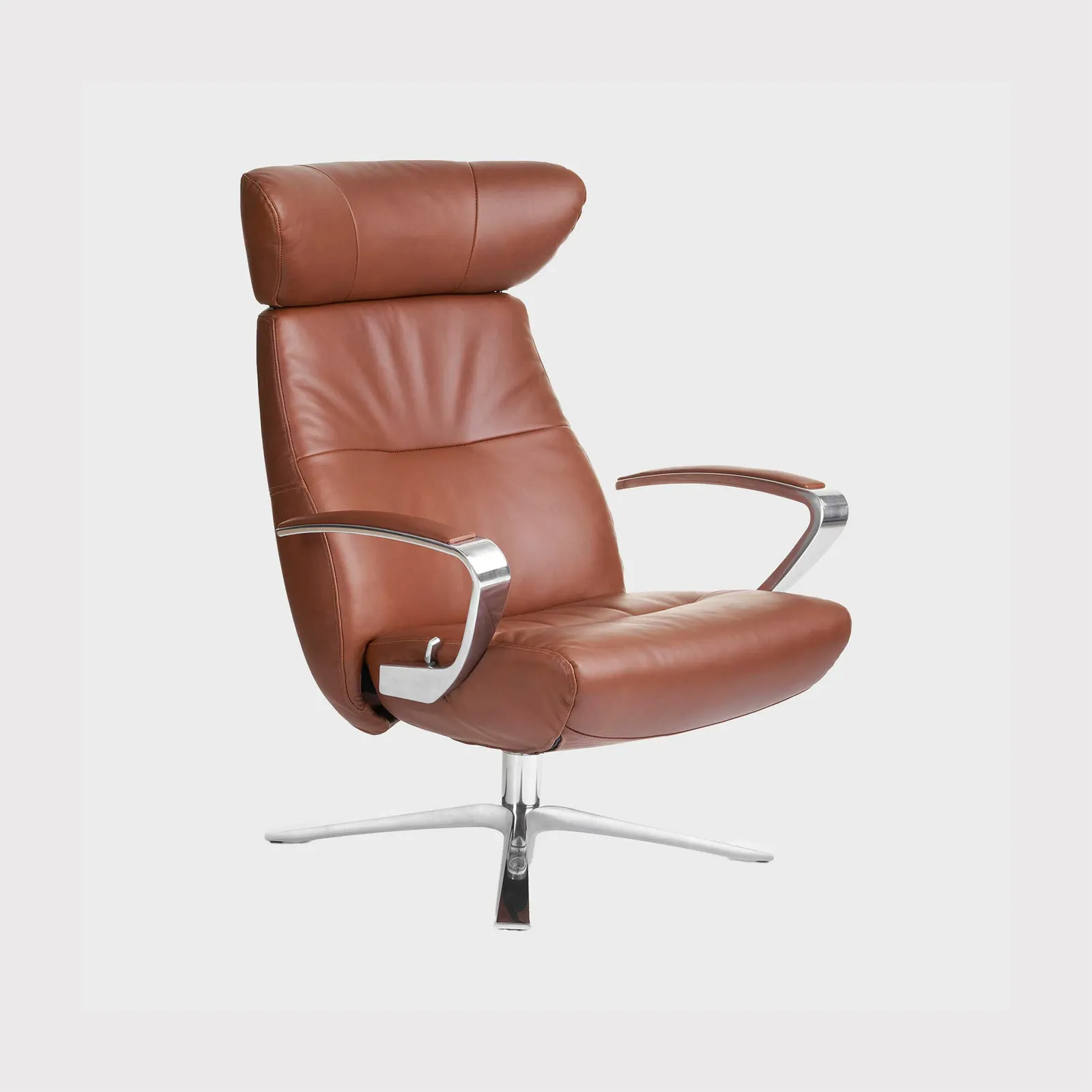 Conform Style Quattro Swivel Recliner Chair, Brown Leather | Barker & Stonehouse