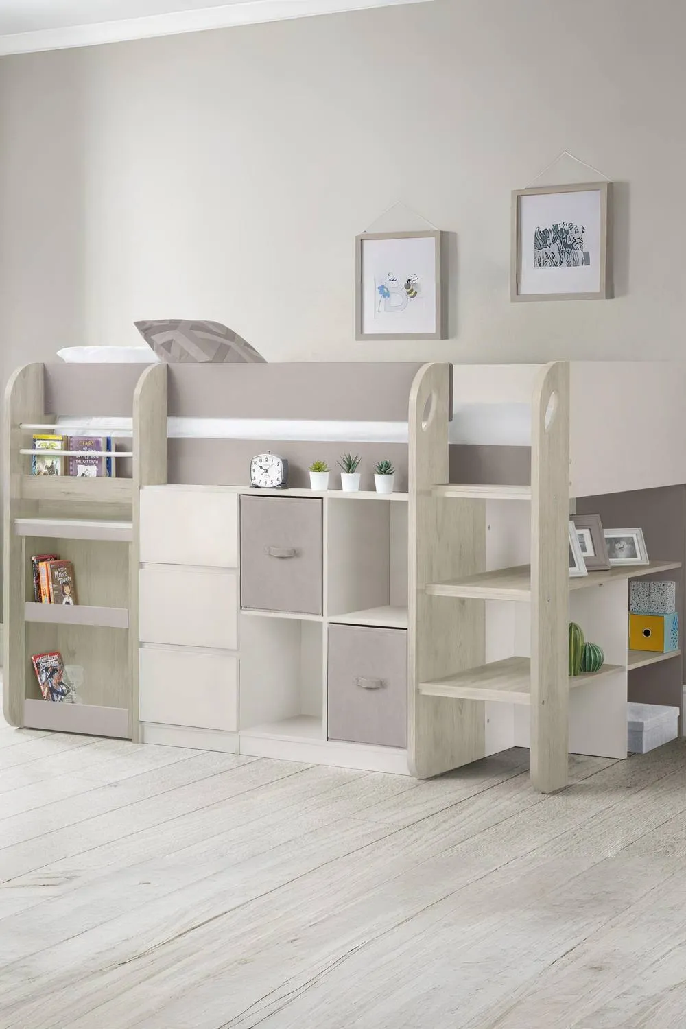 Julian Bowen Saturn Midsleeper Cabin Bed with Desk in Taupe 1
