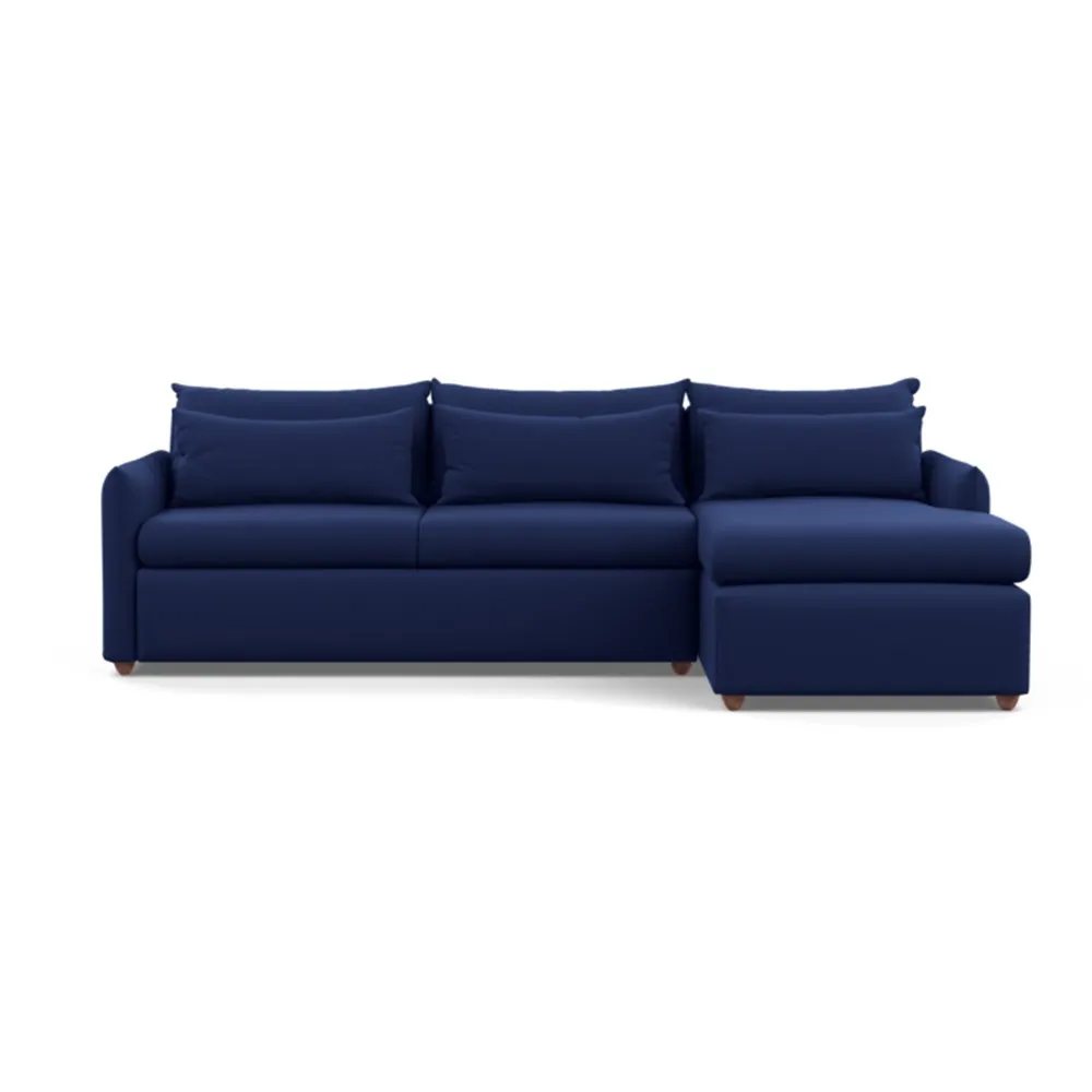 Heal's Pillow Large Right Hand Corner Chaise Melton Wool New Navy Chestnut