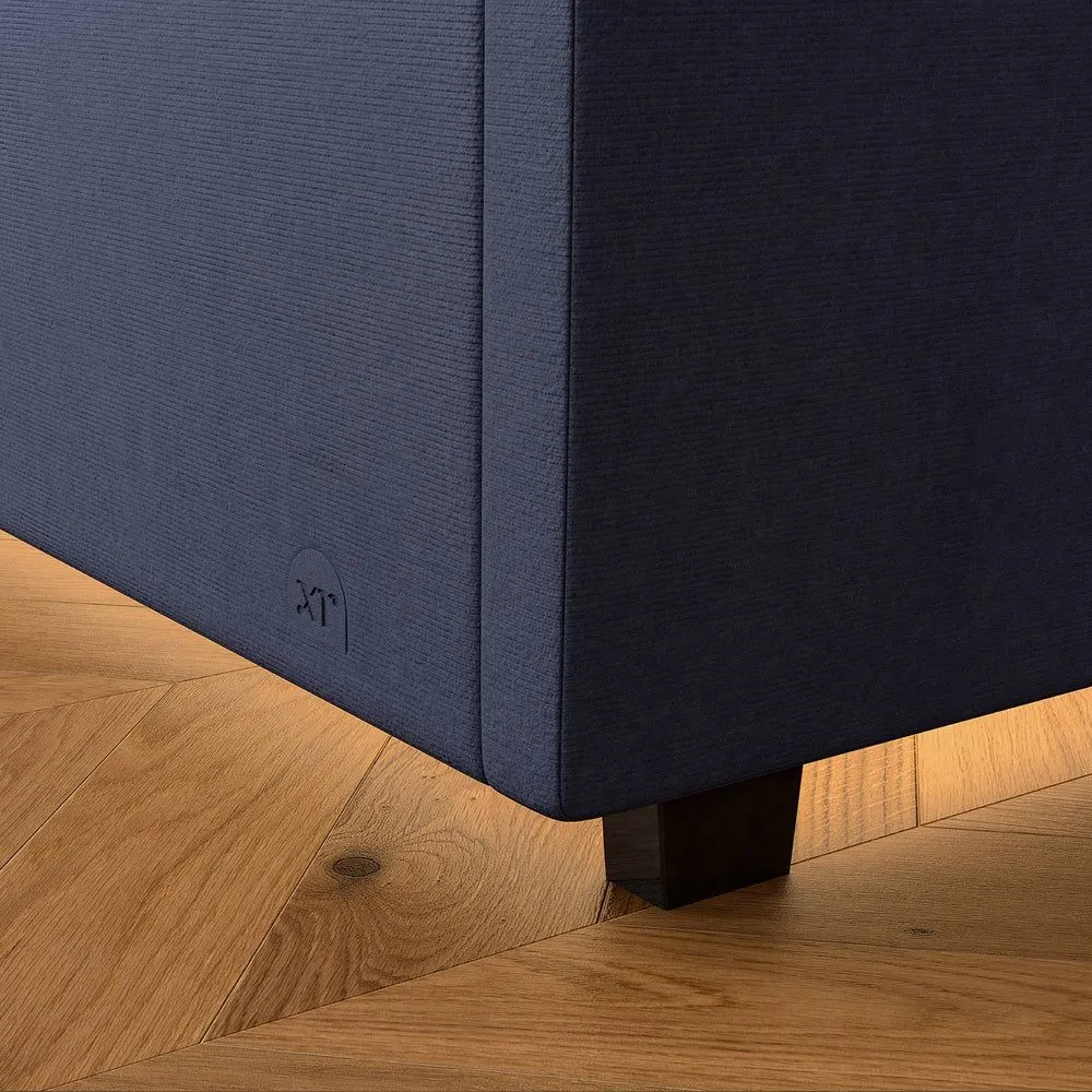 X Rocker Maisie Velvet Upholstered Ottoman Bed with Storage & LED Lights in Navy 2