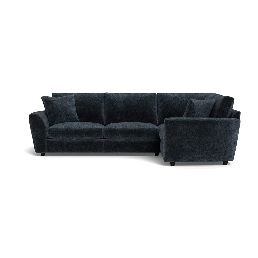 Heal's Snooze Right Hand Facing Corner Sofa Boucle Velvet Space Black Feet 1