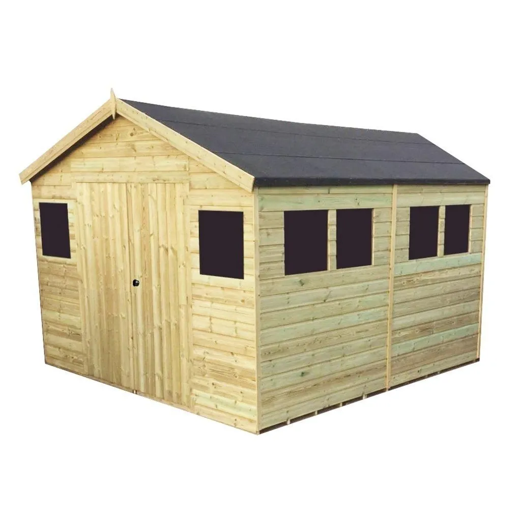 Marlborough 12 x 15 Premier Pressure Treated Apex Workshop in Natural 3
