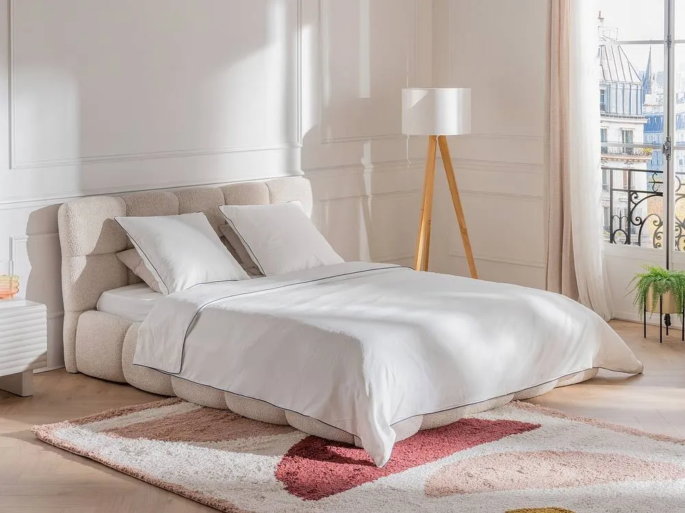 Vente-unique Cotton Percale Bedding Set 80 Threads/Cm² - Duvet Cover 240 X 260 Cm + in Blue