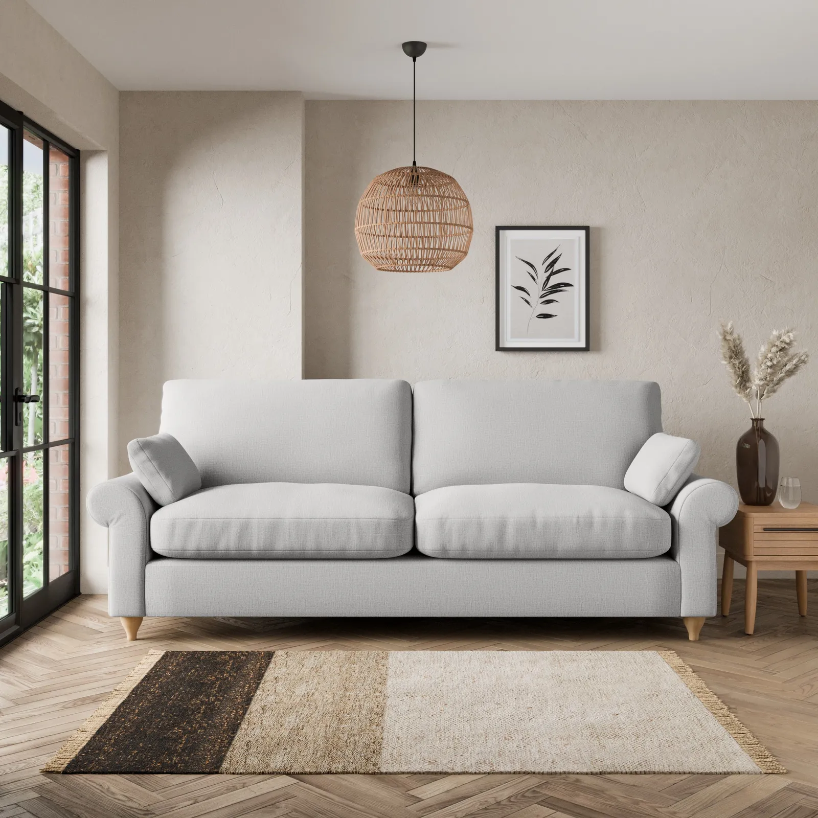 Salisbury Textured Weave 4 Seater Sofa Silver