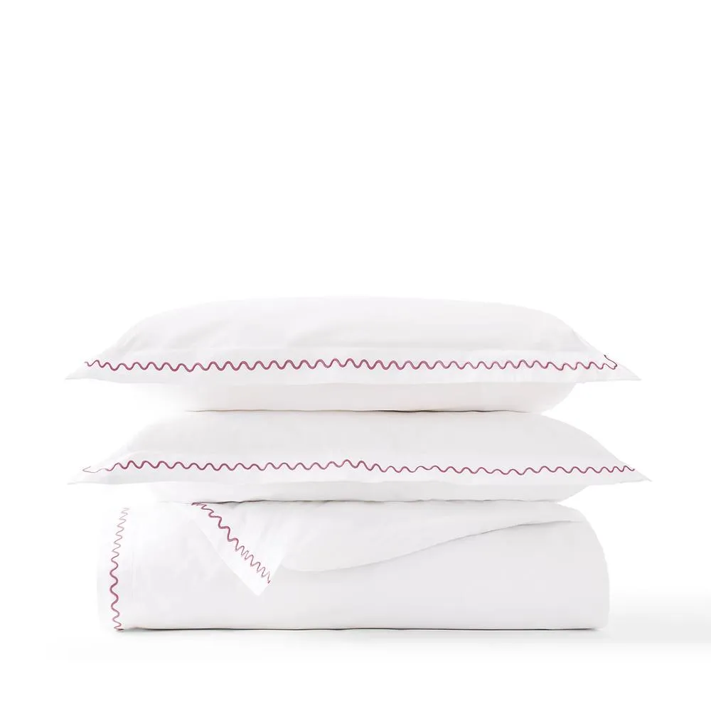 CHRISTY 'Wave Edge' Embroidered Cotton Percale Duvet Cover Sets in Pink 2