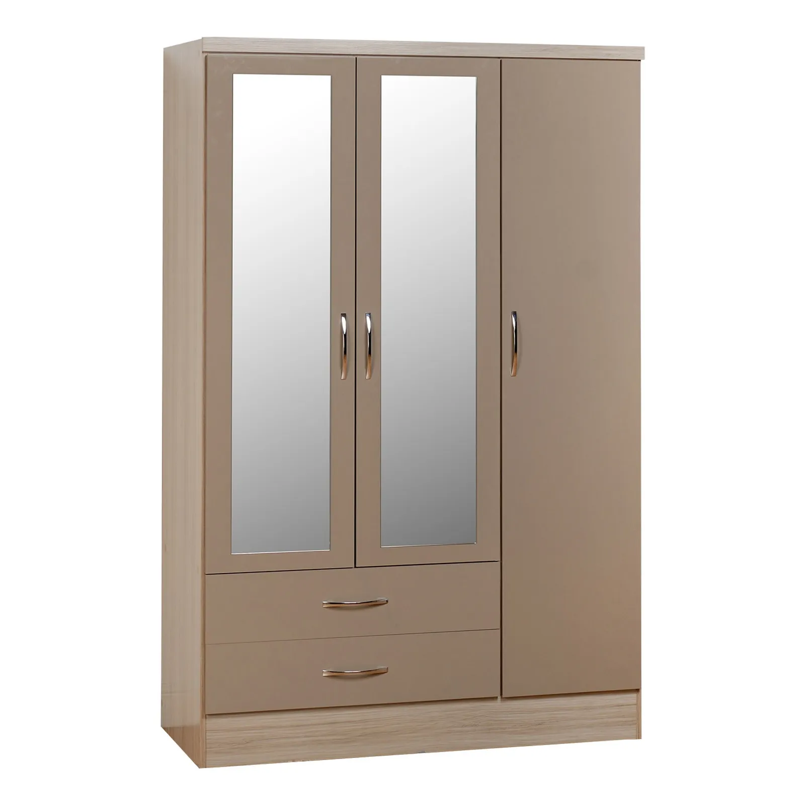 Nevada Triple 2 Drawer Wardrobe, Mirrored 1