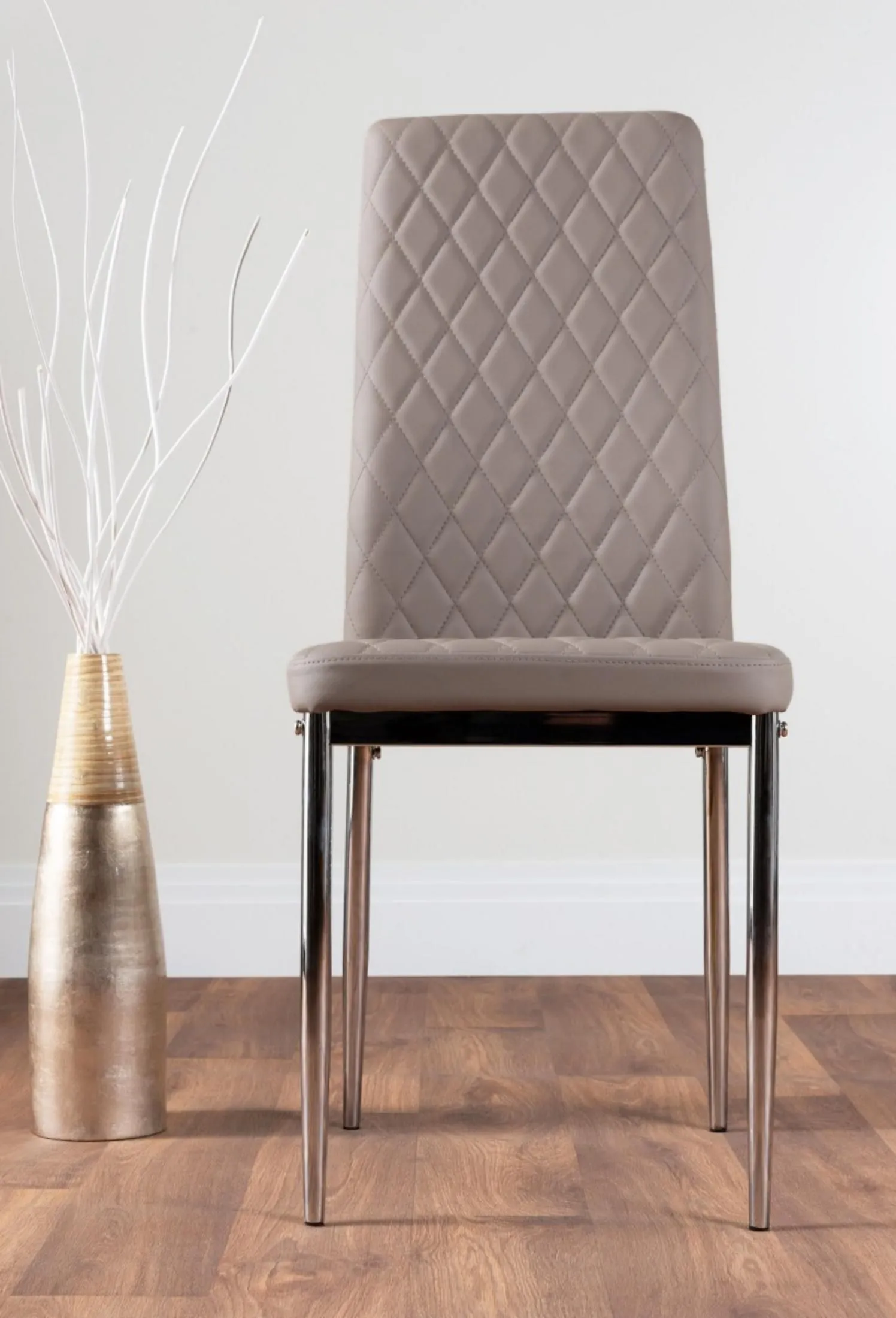 FurnitureboxUK Giovani 6-Seater Grey Glass Dining Table & 6 Milan Faux Leather Dining Chairs in Beige 6