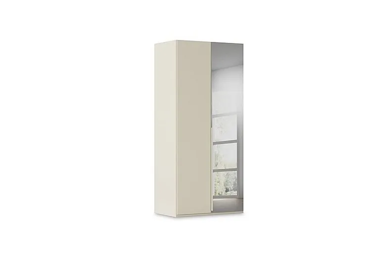 Haven 101cm 2 Door Hinged Wardrobe with 1 Décor Door and 1 Mirror Door - Alpine White
