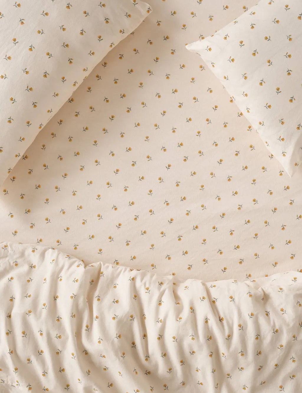 Piglet In Bed Linen Rich Posy Bud Fitted Sheet Yellow Mix