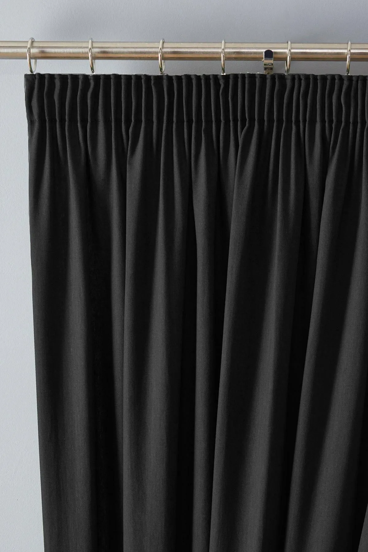 Fusion 'Dijon' Thermal & Blackout Fully Lined Pencil Pleat Curtains in Black 2