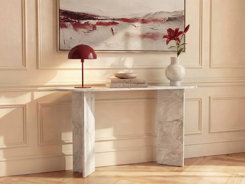 Vente-unique Console - White Marble Effect - TOPANIA