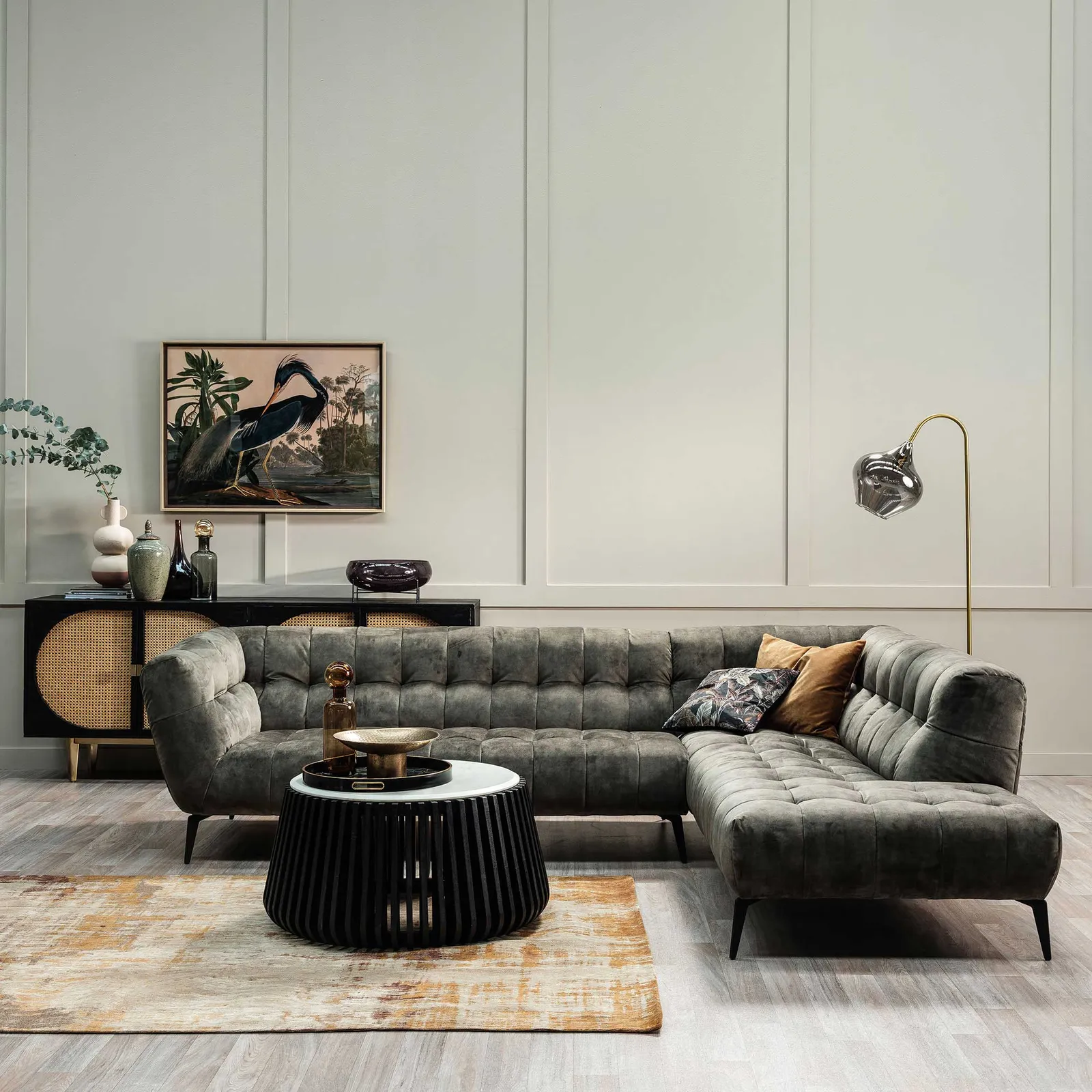 Azalea Corner Group Chaise Right Corner Sofa, Green Fabric | Barker & Stonehouse 2