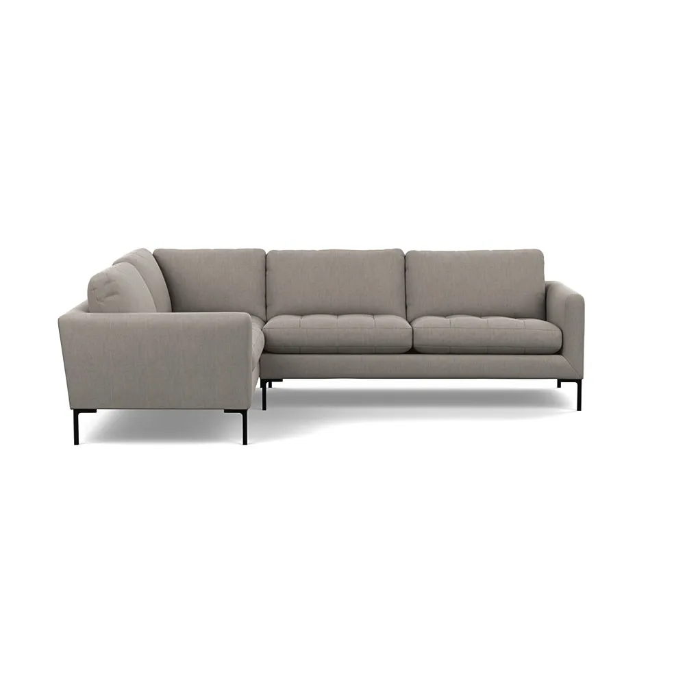 Heal's Eton Left Hand Facing Corner Sofa Broad Weave Pebble Black Feet