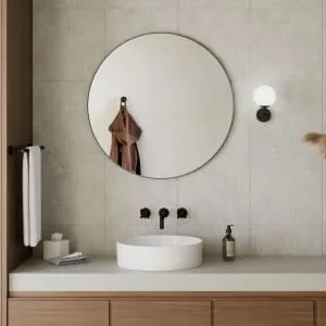 Sensio Leo Black Round Bathroom Mirror - 800mm 2