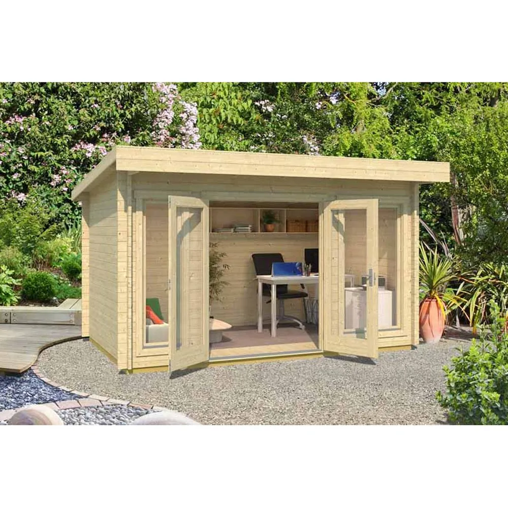 Lasita Maja Ltd Dorset-Log Cabin, Garden Room, Home Office - L430xW320xH233.7 cm in Light Tan