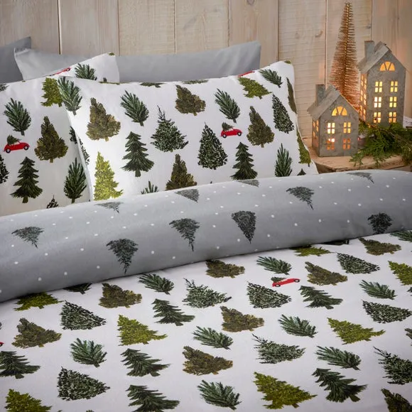 Furn Evergreen Brushed Cotton Single Duvet Cover Set Pine Green, Multi 3