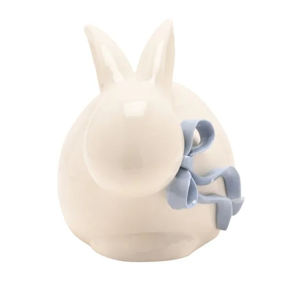 Eggstraordinary Gift Co. White Bunny with Blue Bow Ornament 2