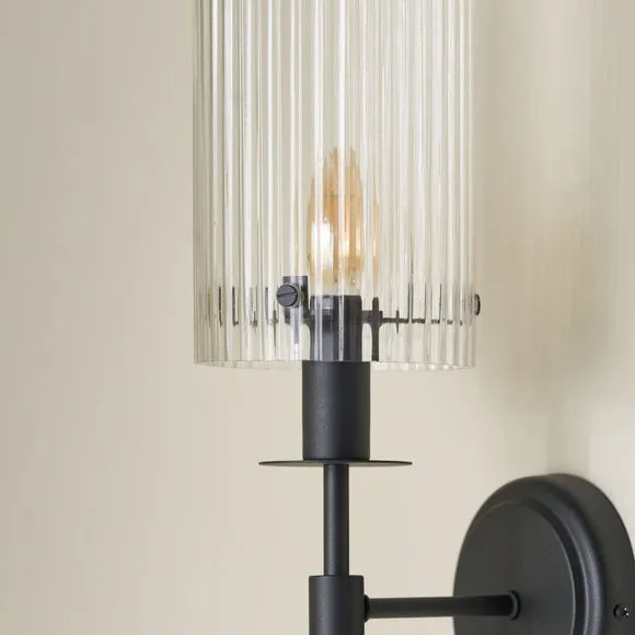 Pacific Lifestyle Clara Ribbed Glass Metal Cylinder Wall Light 4
