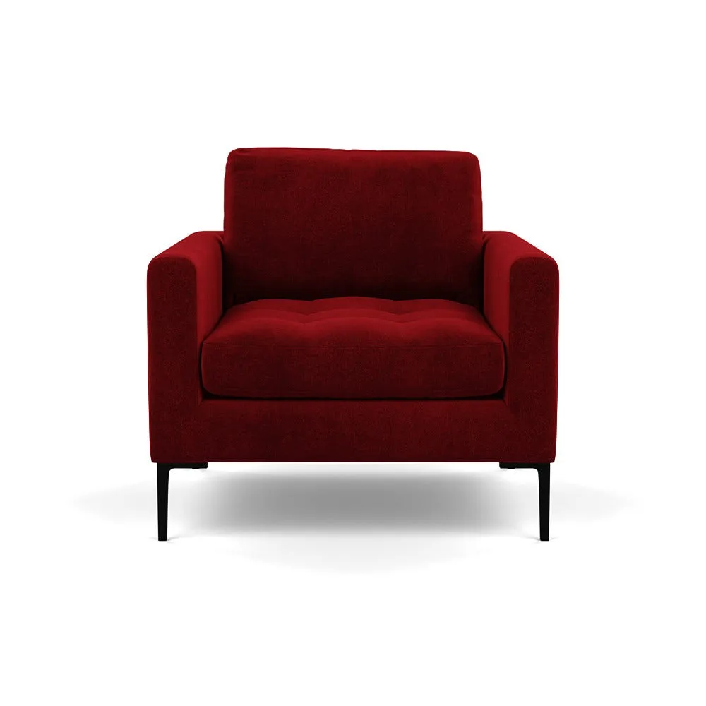 Heal's Eton Armchair Smart Luxe Velvet Mulberry Black Feet