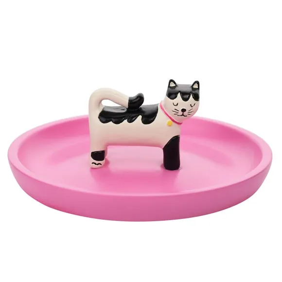 Raspberry Blossom Cat Trinket Dish 2
