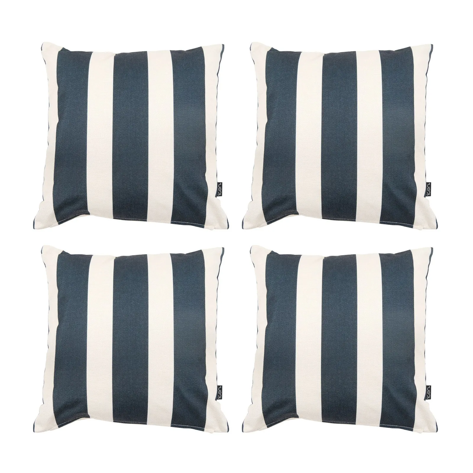 icon Indoor & Outdoor Striped Waterproof Cushion Black Set of 4