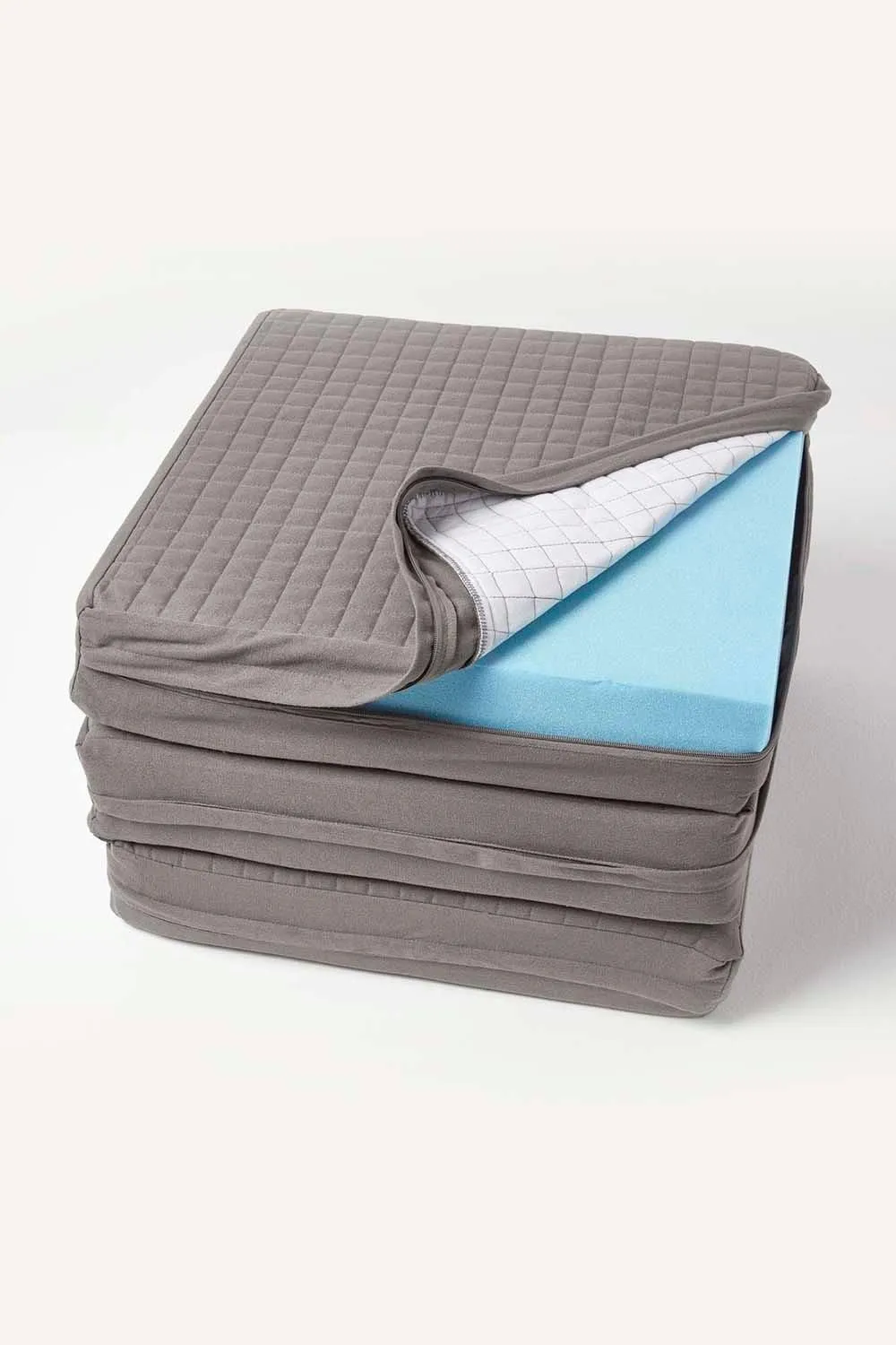 Homescapes Cotton Orthopaedic Foam 3 Seater Booster Cushion in Charcoal 2