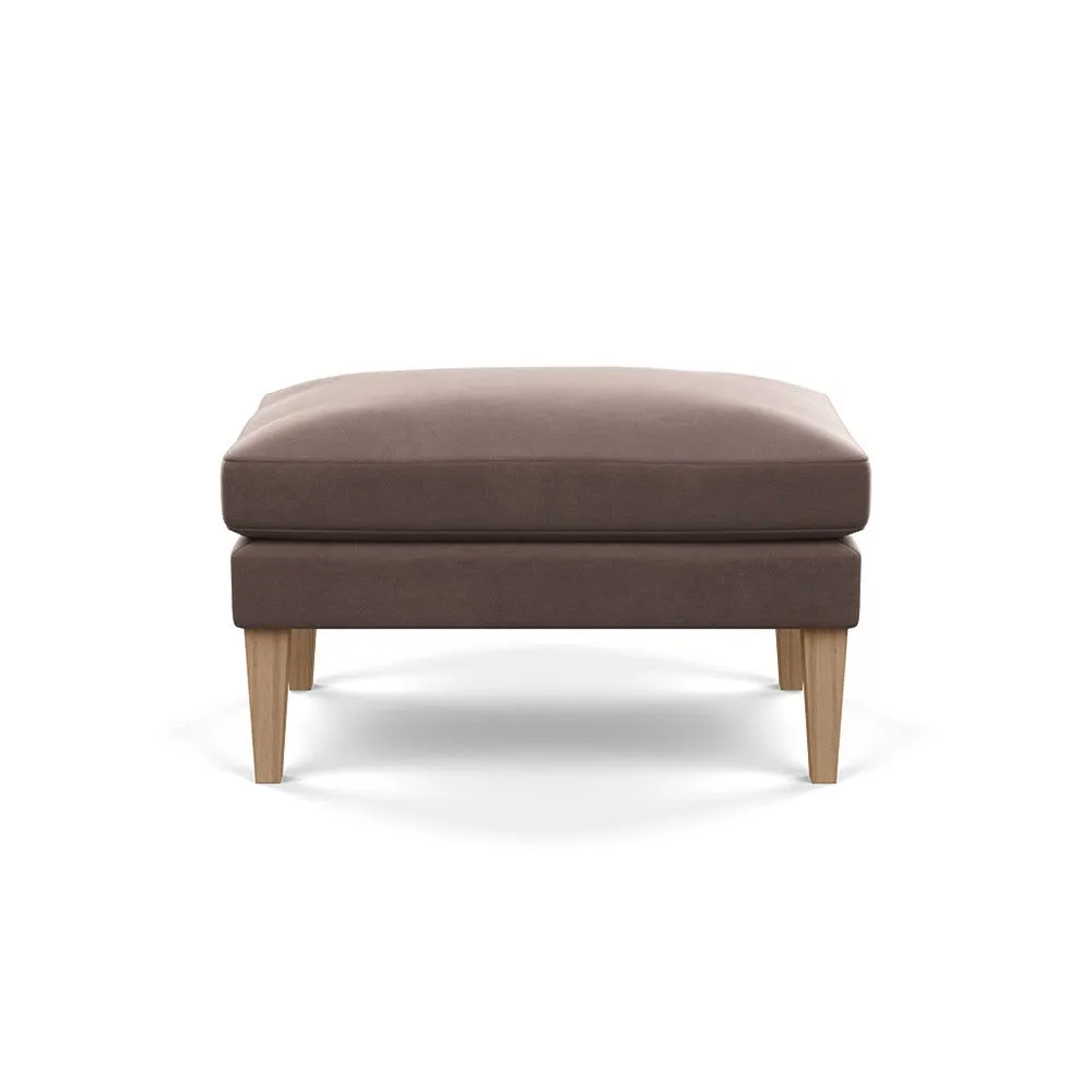 Heal's Wallis Ottoman Smart Velvet Mouse Stained Oak Feet