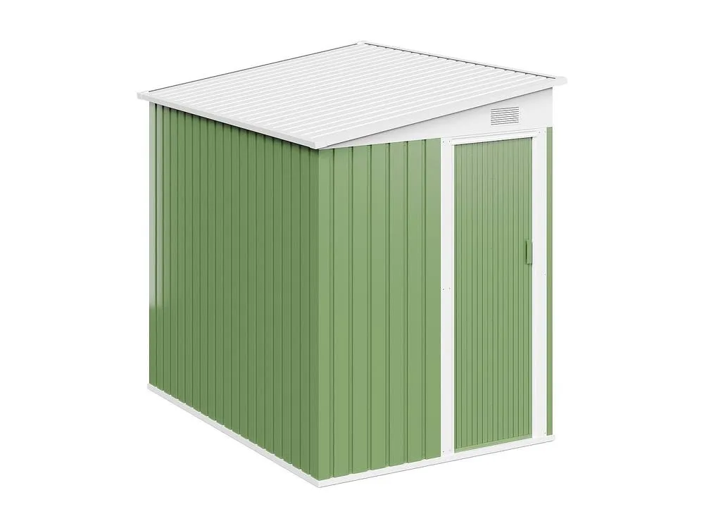 Vente-unique Lean-To Galvanised Steel Garden Shed - Sage Green - 3.15 M² - DAXTON 4