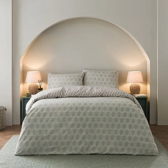 Tove Woodblock 100% Cotton Duvet Cover & Pillowcase Set 1