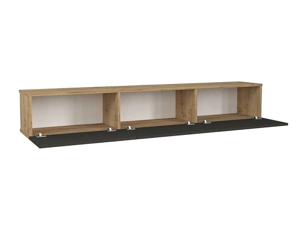 Vente-unique Wall - Mounted TV Unit With 3 Doors - Anthracite & Light Natural in Grey 5