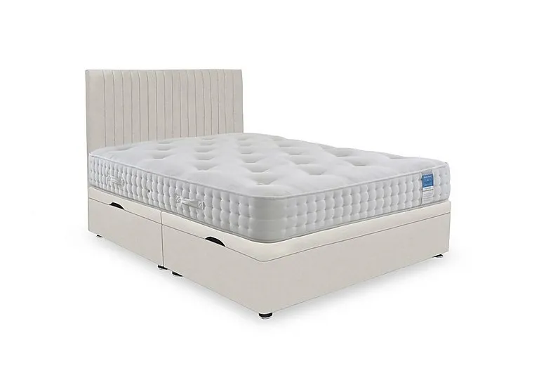 Ortho 2000 Manual Side Ottoman Divan Set - Super King - Plush Ecru