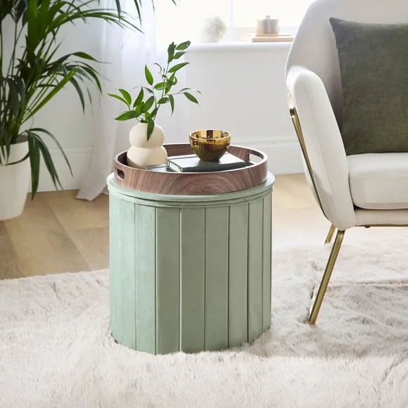 Round Ottoman with Tray, Velvet 2