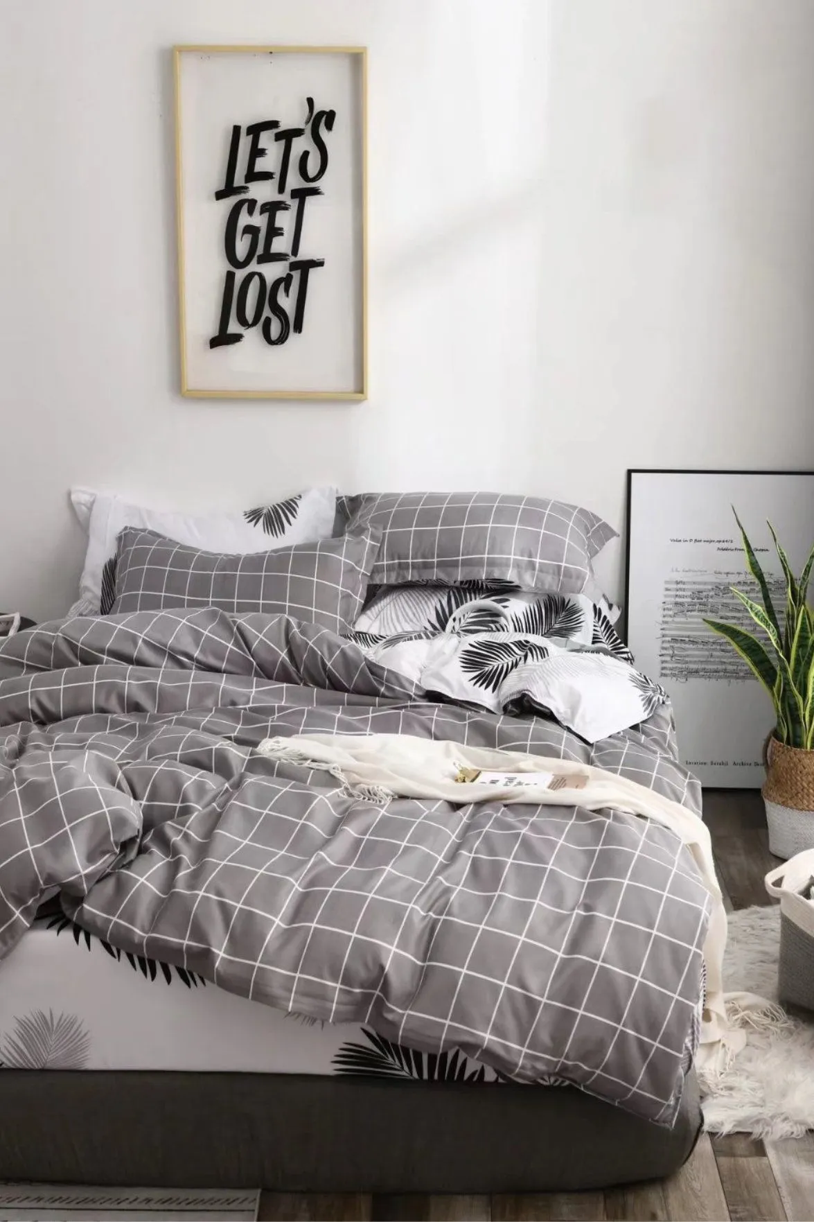 Ezysleep Oxford Printed Duvet Cover Set in Grey