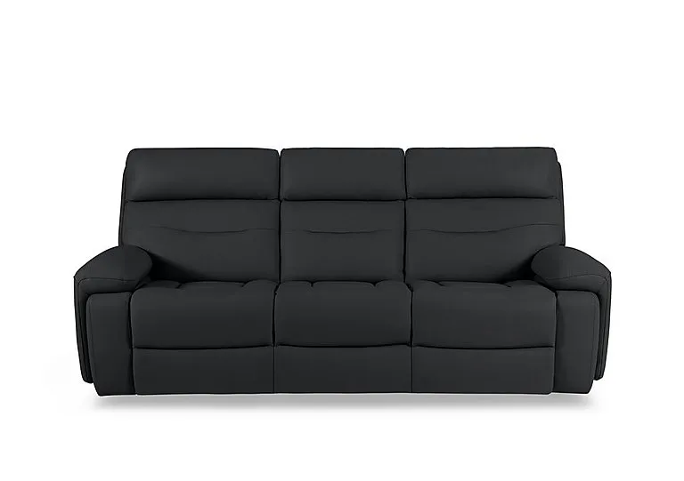 Cinemax Leather 3 Seater 3 Cushion Sofa - Natural Black Mica