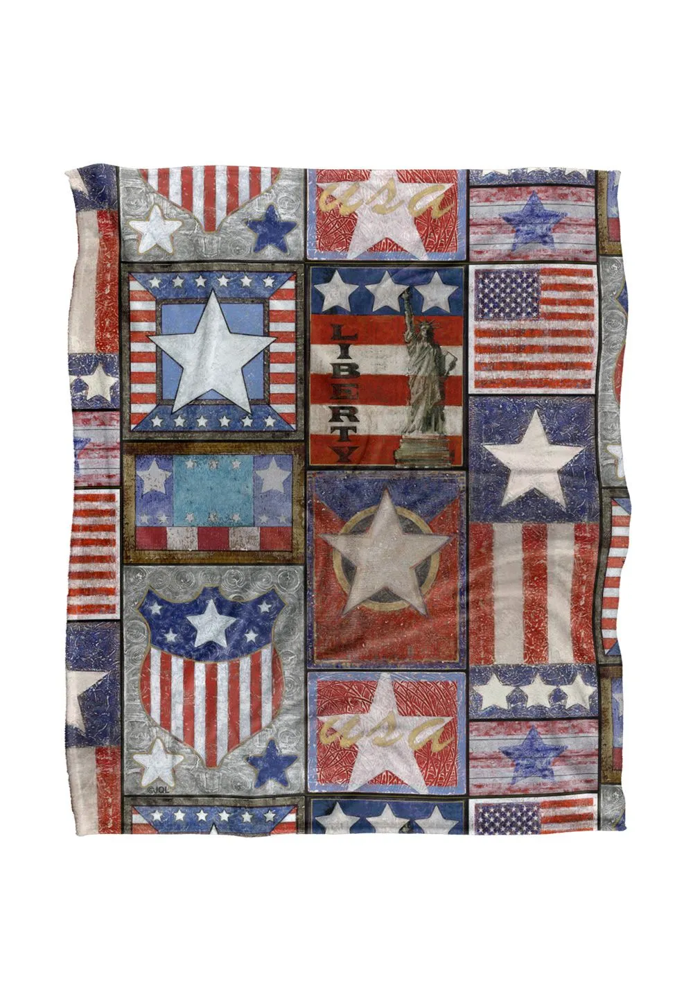 JQ Licensing Jl Patriotic Pattern Silky Touch Super Soft Throw Blanket 152 X 127 cm in White