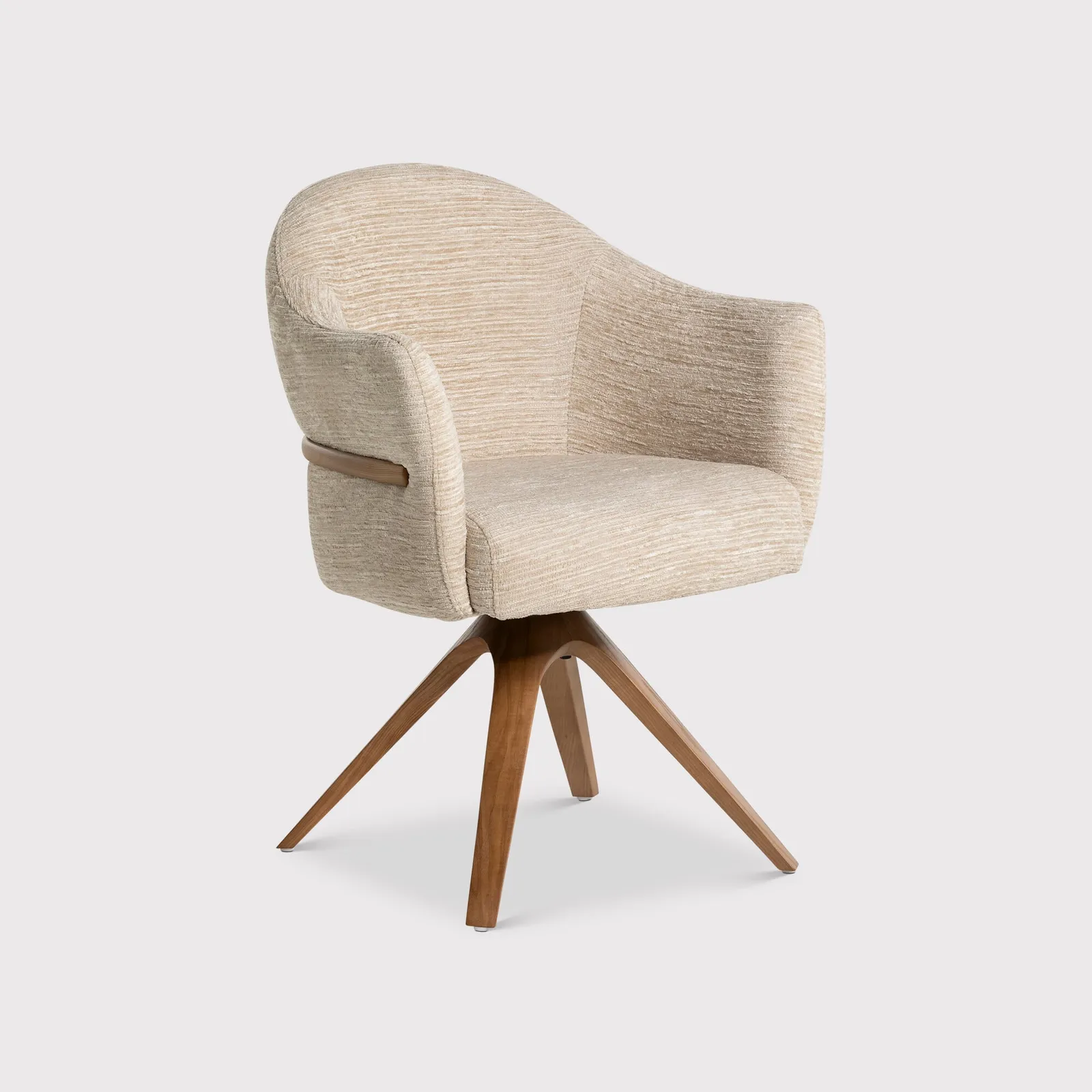 Fitzgerald Swivel Dining Chair With Arms, Neutral Fabric | Barker & Stonehouse 2