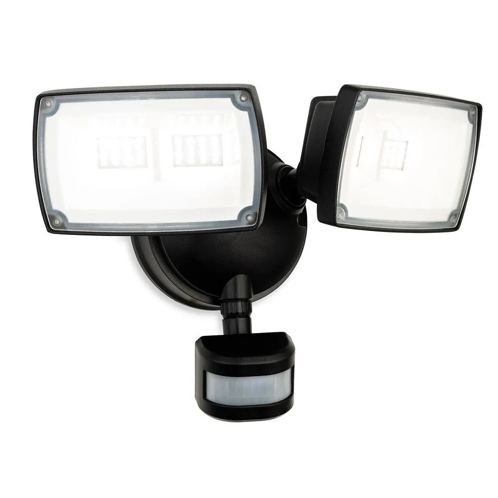 Netlighting Reflex LED Security 2 Light Wall with PIR Black IP54