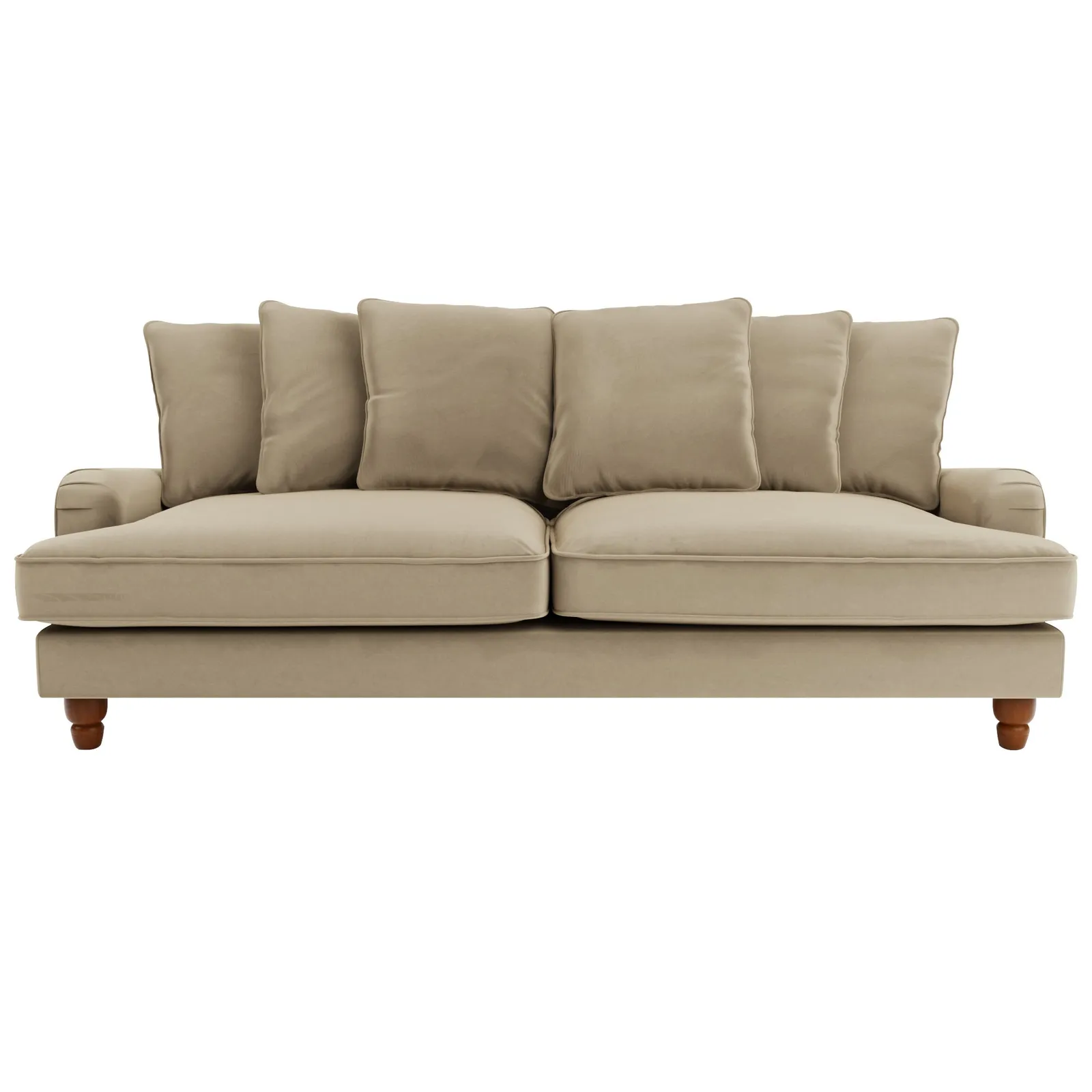 Beatrice Velvet Scatter Back 4 Seater Sofa Brown