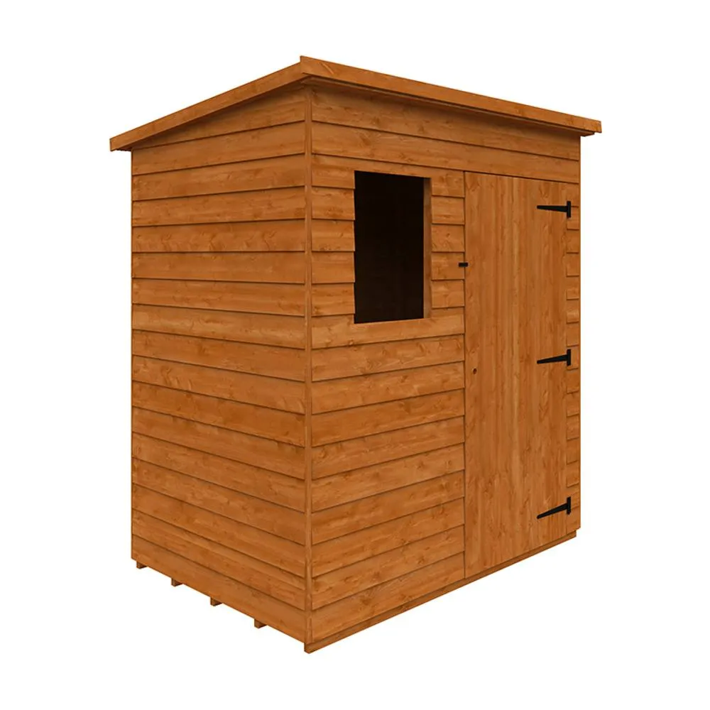 Buttercup Farm 6 x 4 Feet Budget Pent 9mm Shed - Solid Wood/Softwood/Pine in Burnt Orange