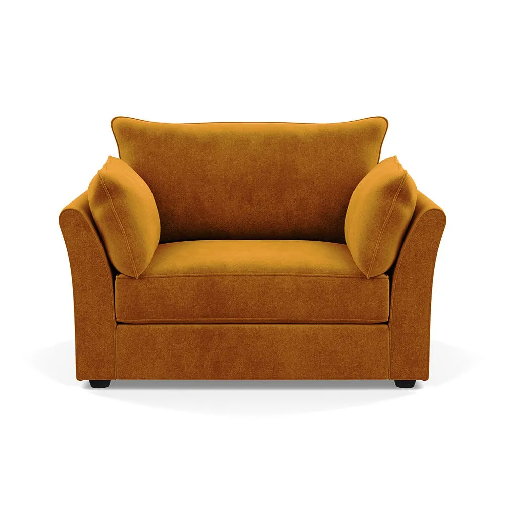 Heal's Tailor Loveseat Smart Luxe Velvet Cognac Black Beech Feet