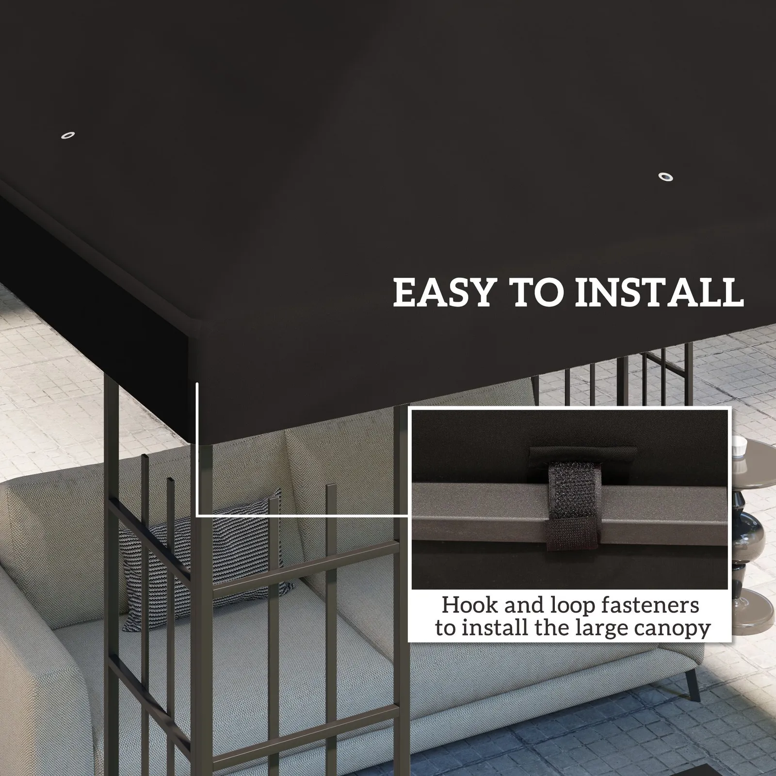 OUTSUNNY 3 x 3(m) Gazebo Canopy Replacement Cover, UPF30+, Black 6