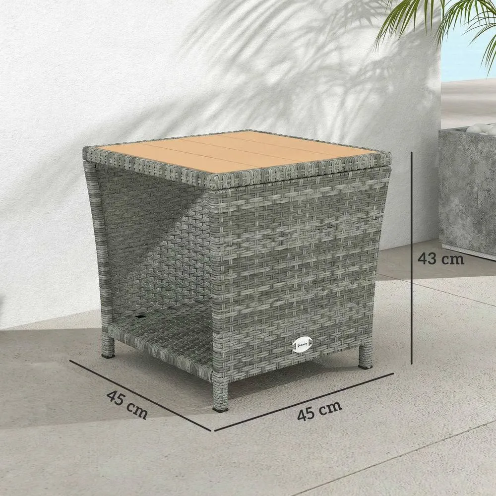 OUTSUNNY Side Table 2-Tier with Storage Shelf/Light Grey in Light Grey 3