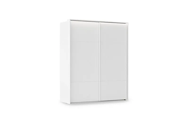 Haven 190cm 2 Door Slider Wardrobe with Décor Doors and Lights - Alpine White