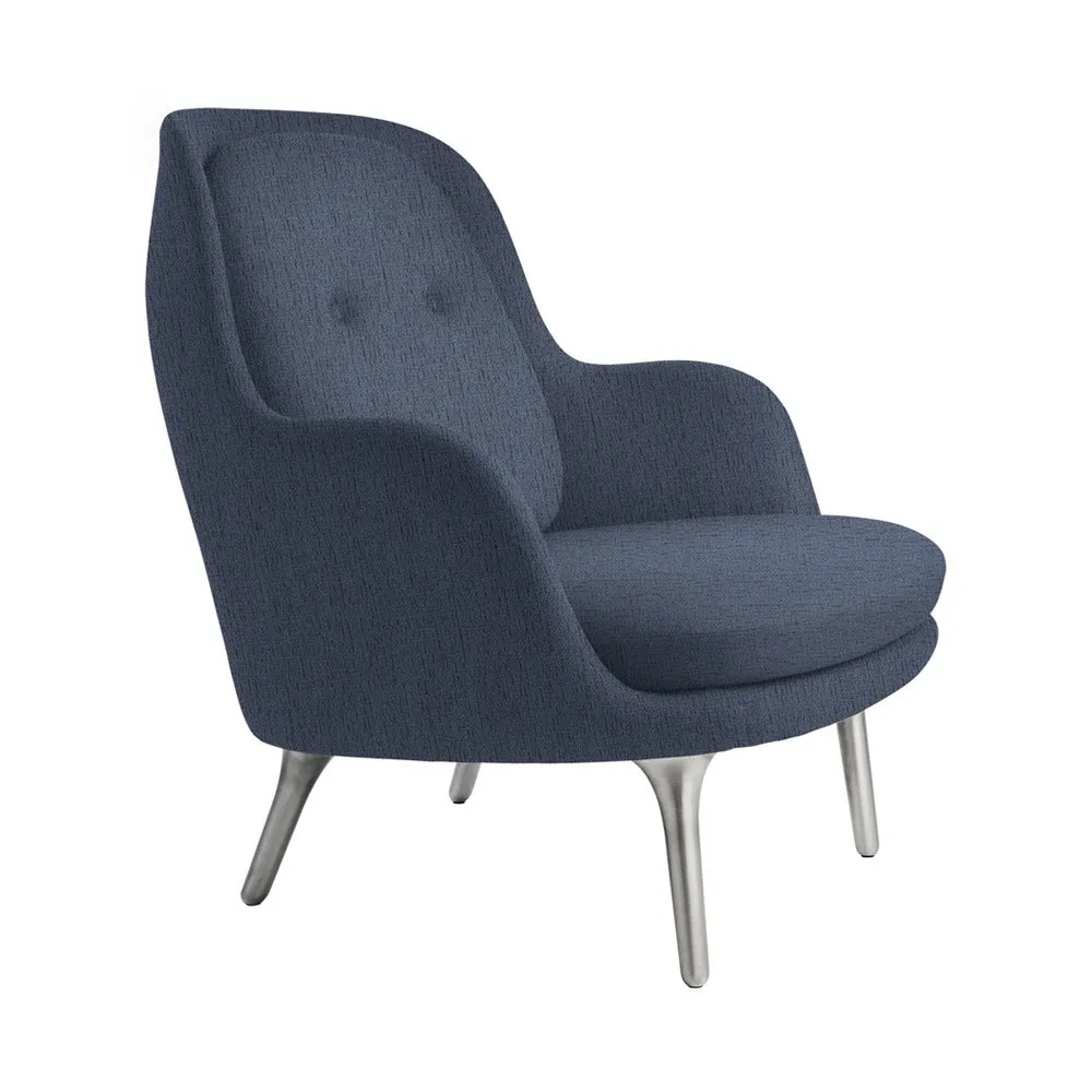 Fritz Hansen Fri Lounge Chair Blue Fabric Aluminium Legs 1