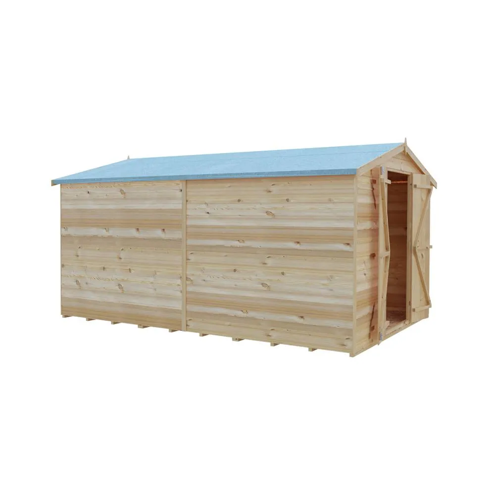 Shires Overlap 12 x 8 Dip Treated Apex Shed Double Door No windows in Light Tan 4
