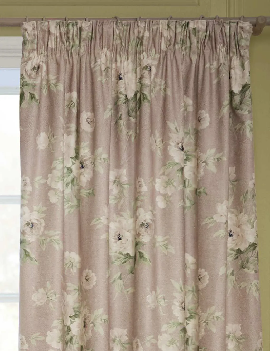 Sanderson Adele Chenille Pencil Pleat Curtains Pink Mix